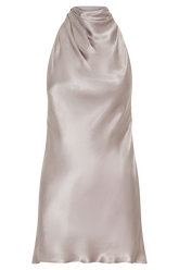 Allison Satin Halter Mini Dress - Bronze